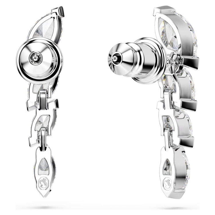 Mesmera earrings Marquise cut, White, Rhodium plated